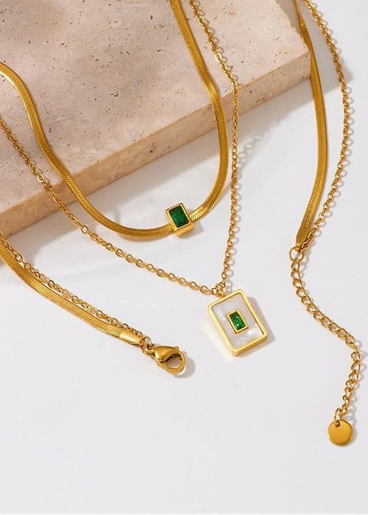 Emerald Double Layered Necklace