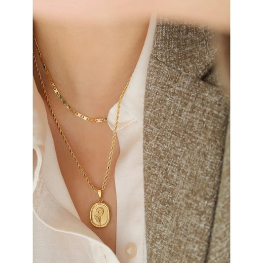 Rose Necklace rope chain