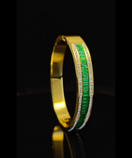 Zircon Emerald green bangle,18k palited crafted