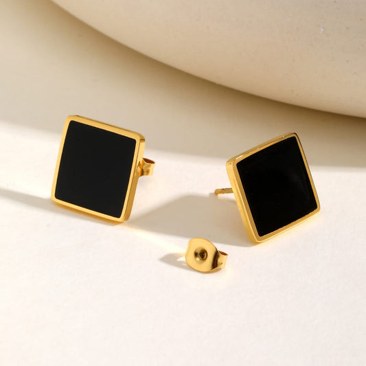 Black Luxe Square Studs